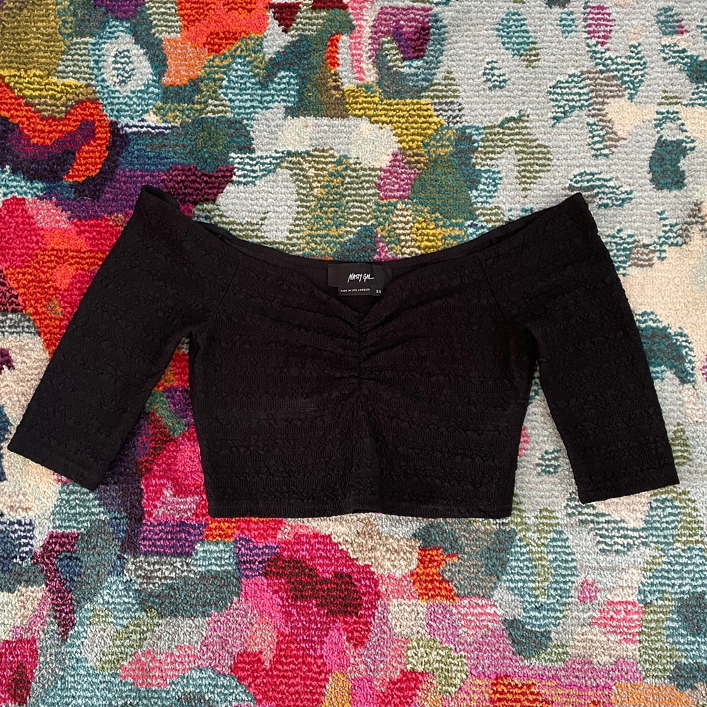 Nasty Gal Black Lace Crop Top